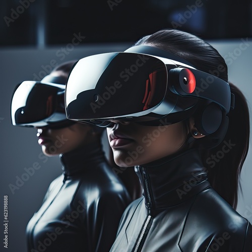 Futuristic women in black s...