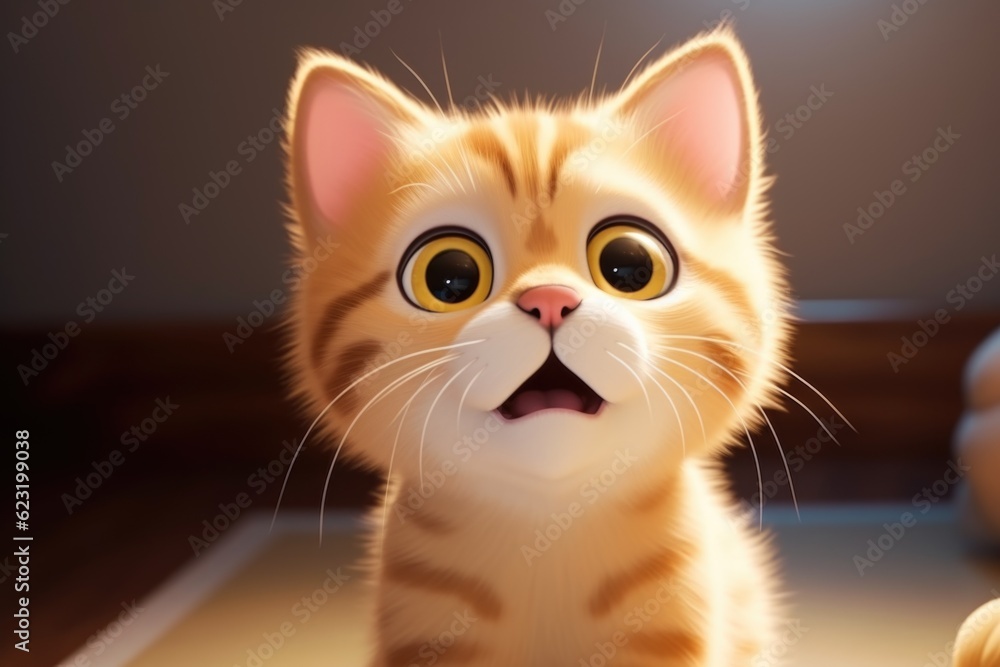 Adorable 3D Cartoon Cat in Cinematic Lighting and Centered Position Generative AI Adorable 3D Cartoon Cat in Cinematic Lighting and Centered Position Generative AI