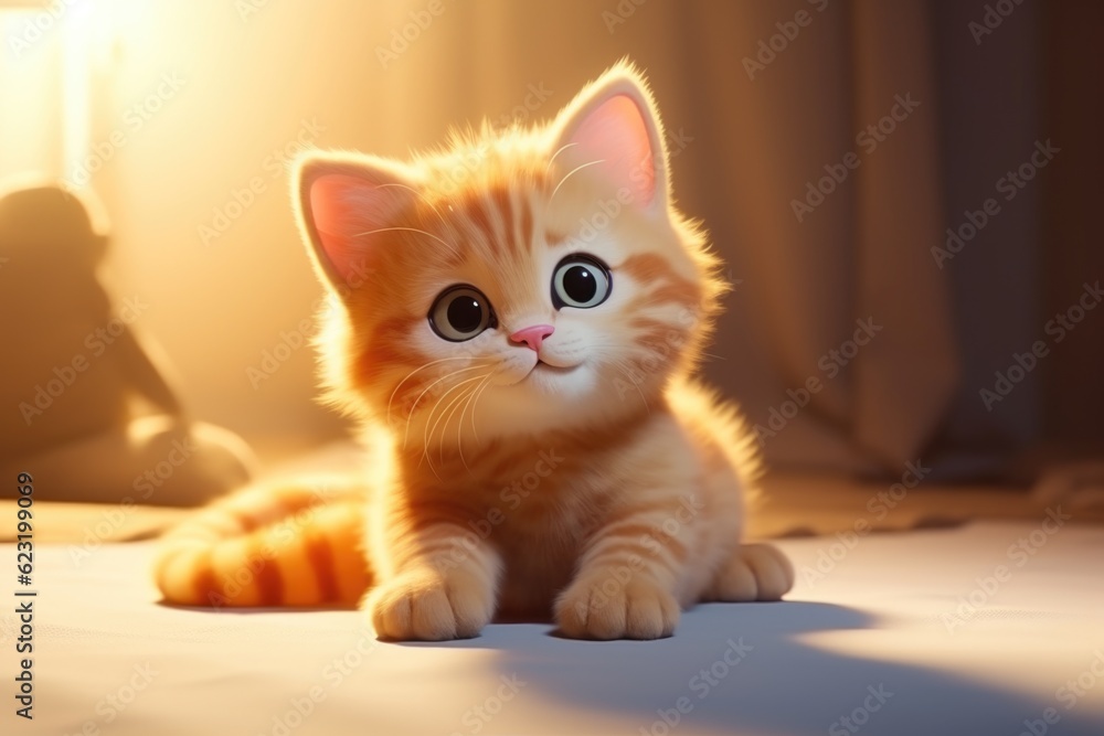 Adorable 3D Cartoon Cat in Cinematic Lighting and Centered Position Generative AI Adorable 3D Cartoon Cat in Cinematic Lighting and Centered Position Generative AI