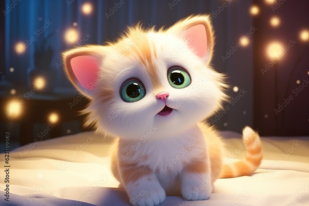Adorable 3D Cartoon Cat in Cinematic Lighting and Centered Position Generative AI Adorable 3D Cartoon Cat in Cinematic Lighting and Centered Position Generative AI