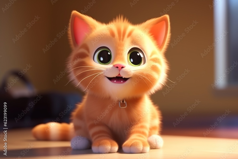 Adorable 3D Cartoon Cat in Cinematic Lighting and Centered Position Generative AI Adorable 3D Cartoon Cat in Cinematic Lighting and Centered Position Generative AI