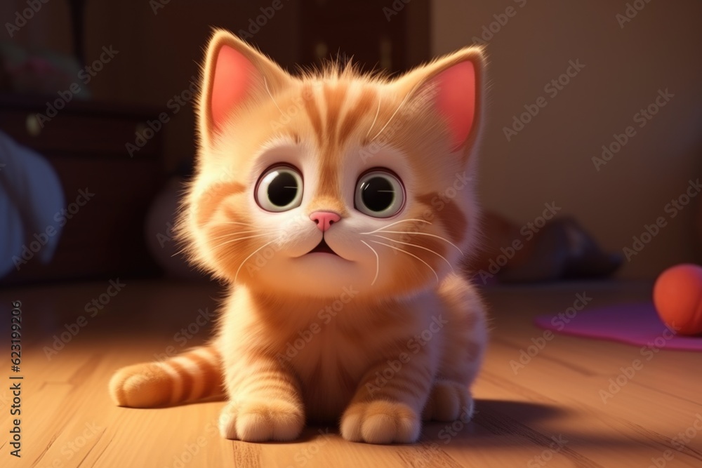 Adorable 3D Cartoon Cat in Cinematic Lighting and Centered Position Generative AI Adorable 3D Cartoon Cat in Cinematic Lighting and Centered Position Generative AI