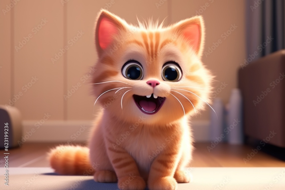 Adorable 3D Cartoon Cat in Cinematic Lighting and Centered Position Generative AI Adorable 3D Cartoon Cat in Cinematic Lighting and Centered Position Generative AI