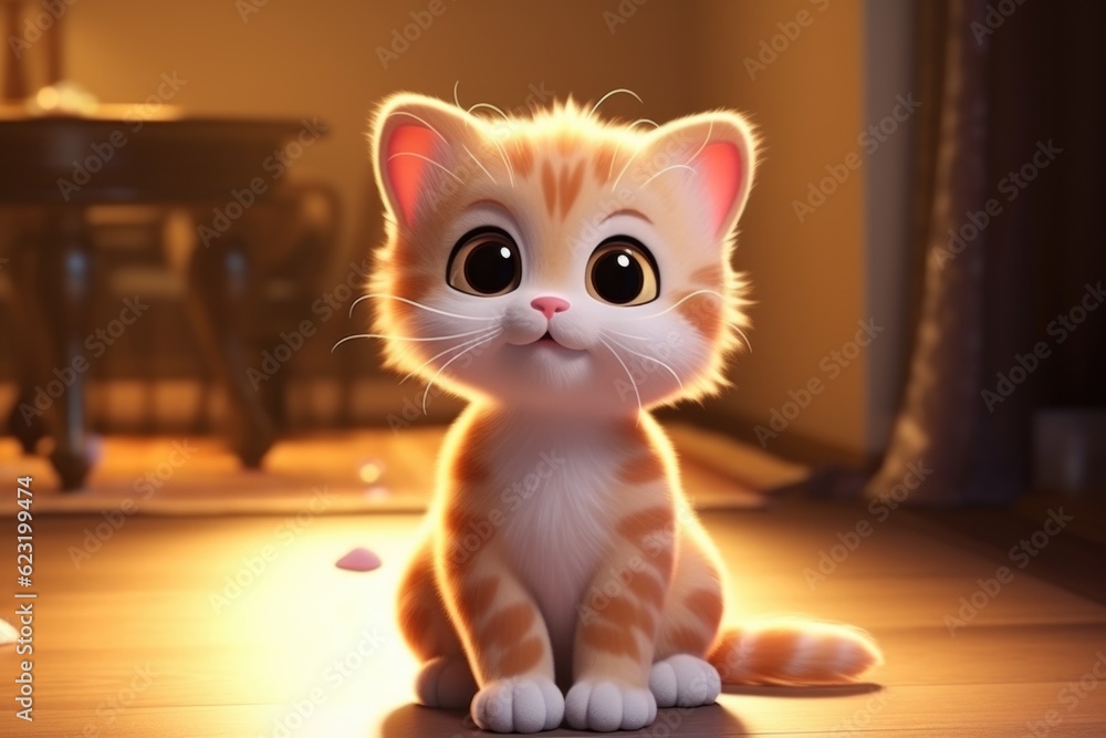 Adorable 3D Cartoon Cat in Cinematic Lighting and Centered Position Generative AI Adorable 3D Cartoon Cat in Cinematic Lighting and Centered Position Generative AI