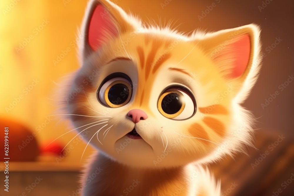 Adorable 3D Cartoon Cat in Cinematic Lighting and Centered Position Generative AI Adorable 3D Cartoon Cat in Cinematic Lighting and Centered Position Generative AI