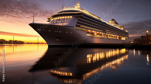 Cruise Ship ready to sail. Travel and Leisure Photo. Ai generative.