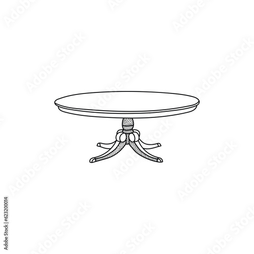 Round Table Minimalist interior logo. creative line art style concept for furniture interior template © Zubet