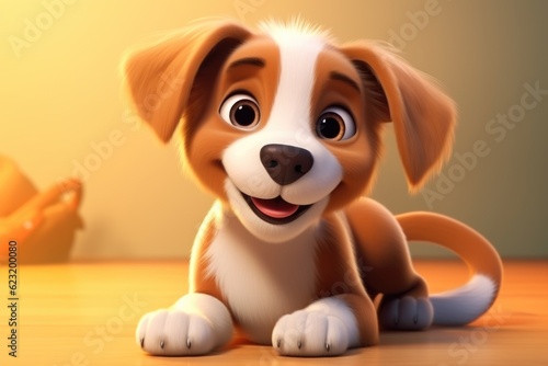 Charming Delight: Cute Adorable 3D Cartoon Dog Brings Joy generative ai
