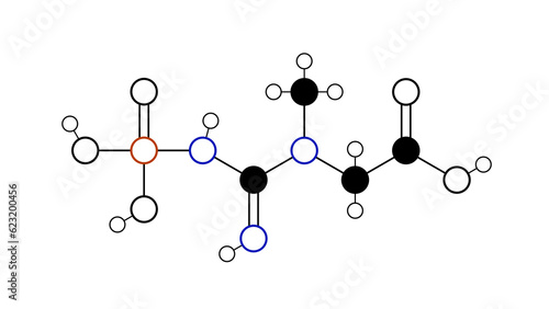 phosphocreatine molecule, structural chemical formula, ball-and-stick model, isolated image creatine phosphate