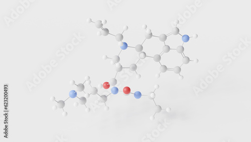 cabergoline molecule 3d, molecular structure, ball and stick model, structural chemical formula dopamine receptor agonists photo