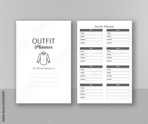 Outfit planner KDP interior journal, KDP interior log book