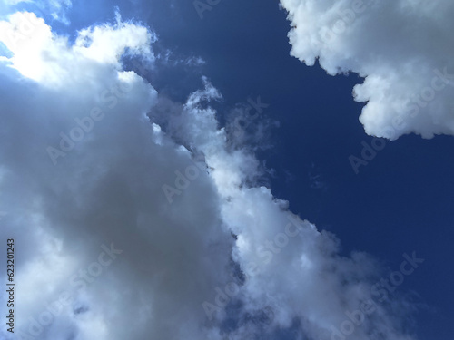 blue sky with white cloud background,Bfluffy cloud in the blue sky background,Clearing day and Good weather in the morning.meteorology, heaven, hope, peace, graphic resources, picturesque panoramic sc photo