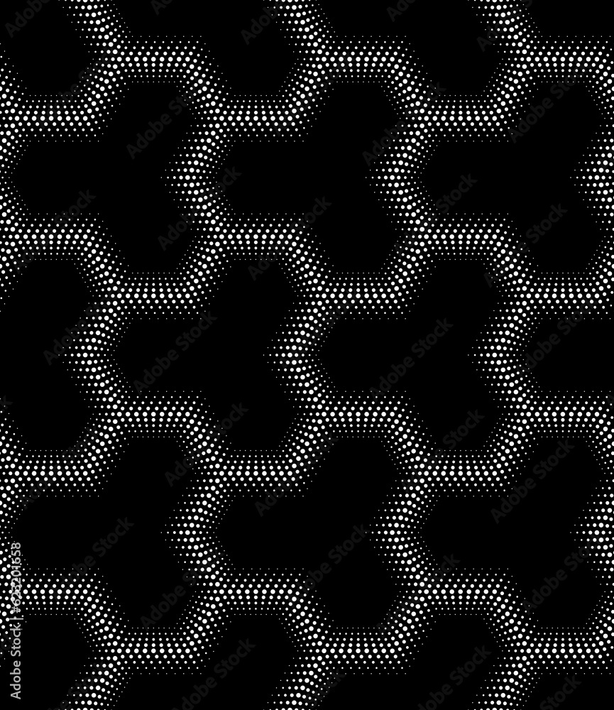 Vector seamless texture. Modern geometric background with dotted hexagons. Vector seamless texture. Modern geometric background with dotted hexagons.