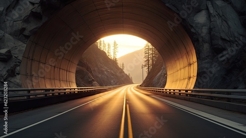 Tunnel, infrastructure tunnel road modern. Generate Ai photo