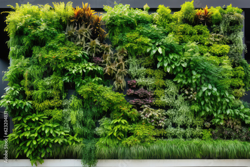 Vertical Garden Living Wall Of Cascading Greenery Promoting Sustainability And Conservation. Generative AI