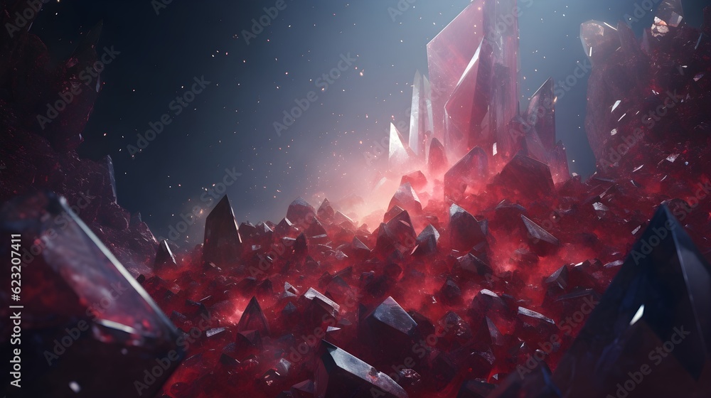 Obraz premium Abstract background with blurred purple crystals. Magical dark illustration. Generative AI.