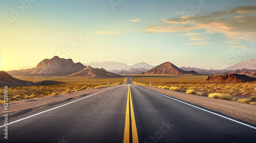highway in the desert. Generative Ai.  © PETR BABKIN