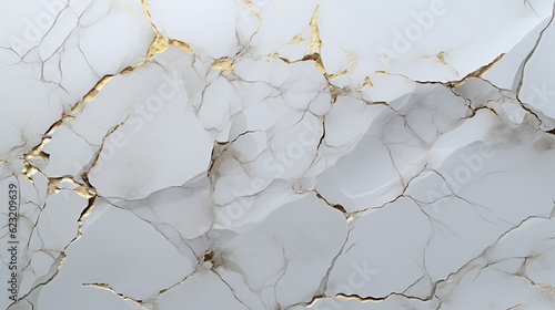 polished white marble with gold veins. Generative Ai. 