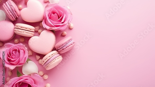 Pink macaroon in the shape of a heart