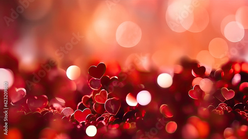 Red Valentine background with bokeh