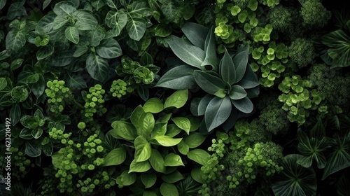 Top view of tropical green leaves background