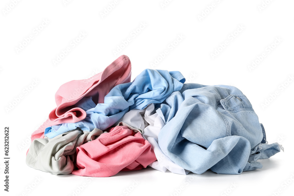 Pile of dirty laundry isolated on white background Pile of dirty laundry isolated on white background