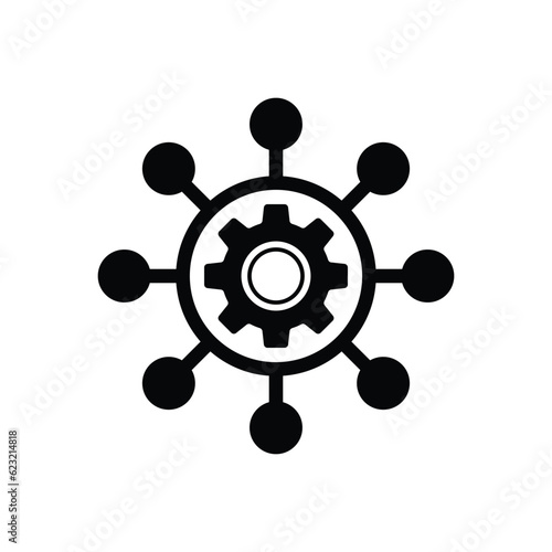 Project management vector icon. filled flat sign for mobile concept and web design. Hub and spokes and gear solid icon. Symbol, logo illustration. Pixel perfect vector graphics