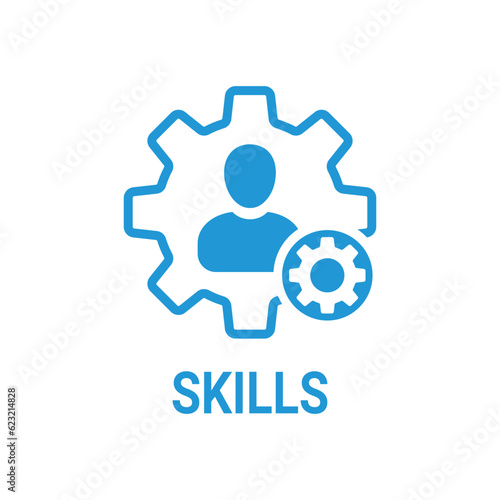 Skills icon with settings sign. Skills icon and customize, setup, manage, process symbol. Vector icon