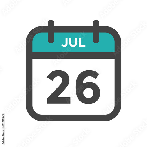 July 26 Calendar Day or Calender Date for Deadlines or Appointment