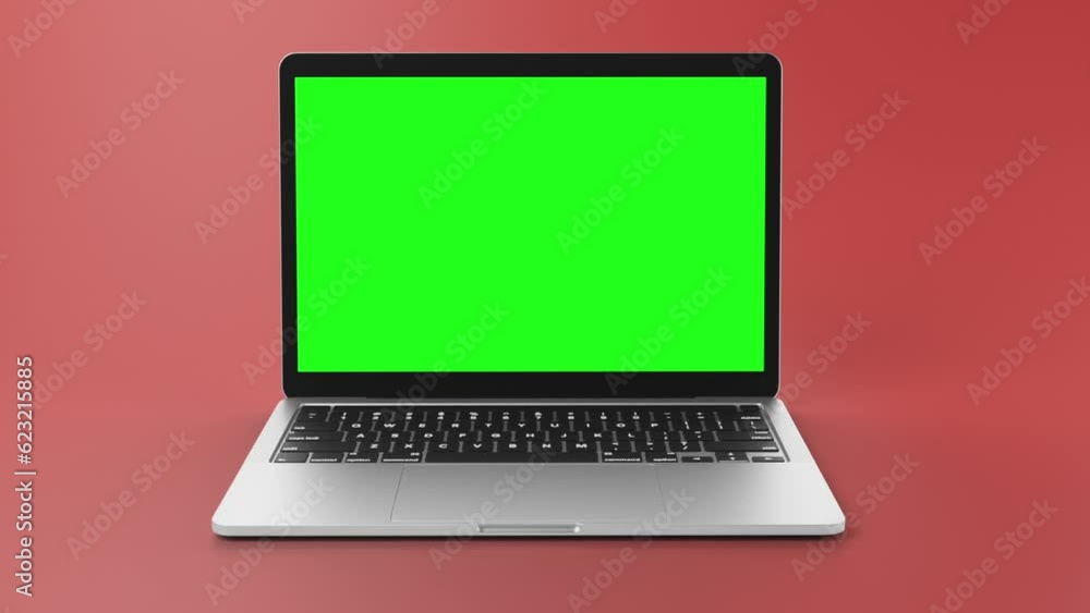 laptop isolated with transparent screen and red background. laptop isolated with transparent screen and red background.