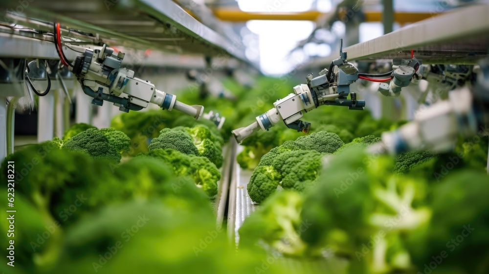 Robot arm on smart greenhouse