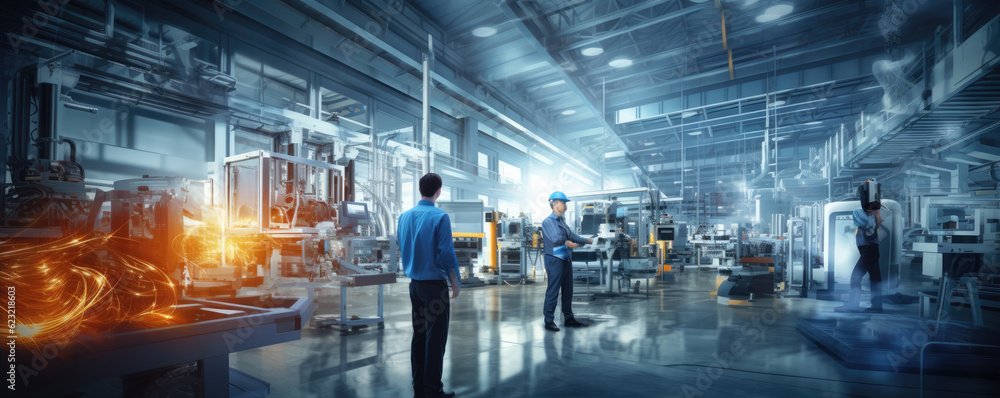 Group of workers in industry bacground. wide banner, Group of workers in industry bacground. wide banner,