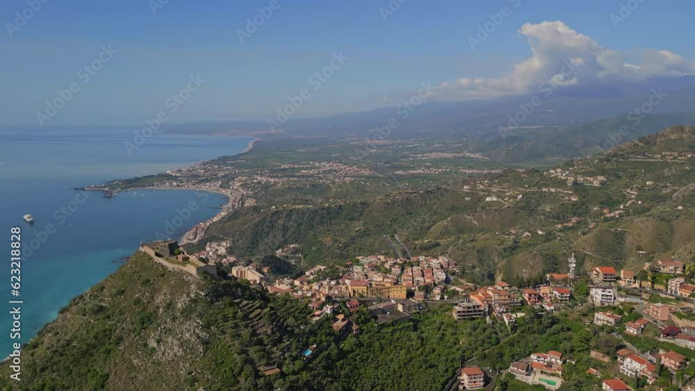 Aerial view of Taormina in Sicily Italy Aerial view of Taormina in Sicily Italy