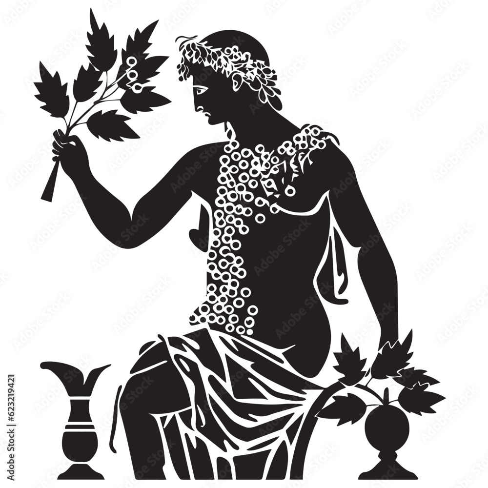 Ancient greek man vector illustration silhouette