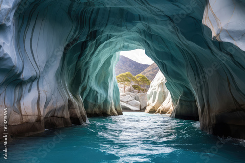 image of the Marble Caves in Chile, realism, ai generated