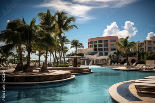 image of a beautiful resort in cancun  hyperrealism  details  Canon  ai generated.