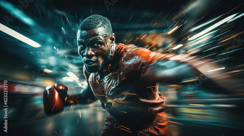 close-up male boxer, sensation of speed, sporty concept