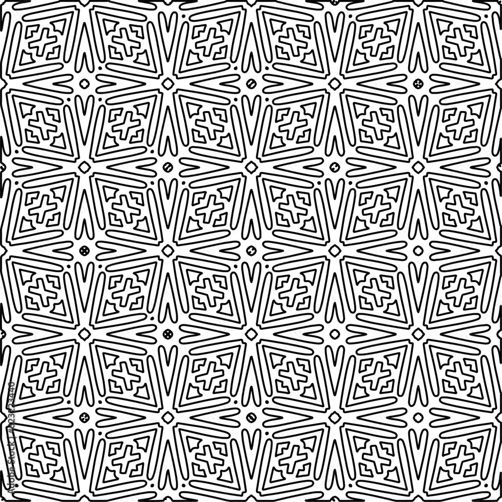 Stylish texture with figures from lines. Abstract geometric black and white pattern for web page, textures, card, poster, fabric, textile. Monochrome graphic repeating design. Stylish texture with figures from lines. Abstract geometric black and white pattern for web page, textures, card, poster, fabric, textile. Monochrome graphic repeating design.