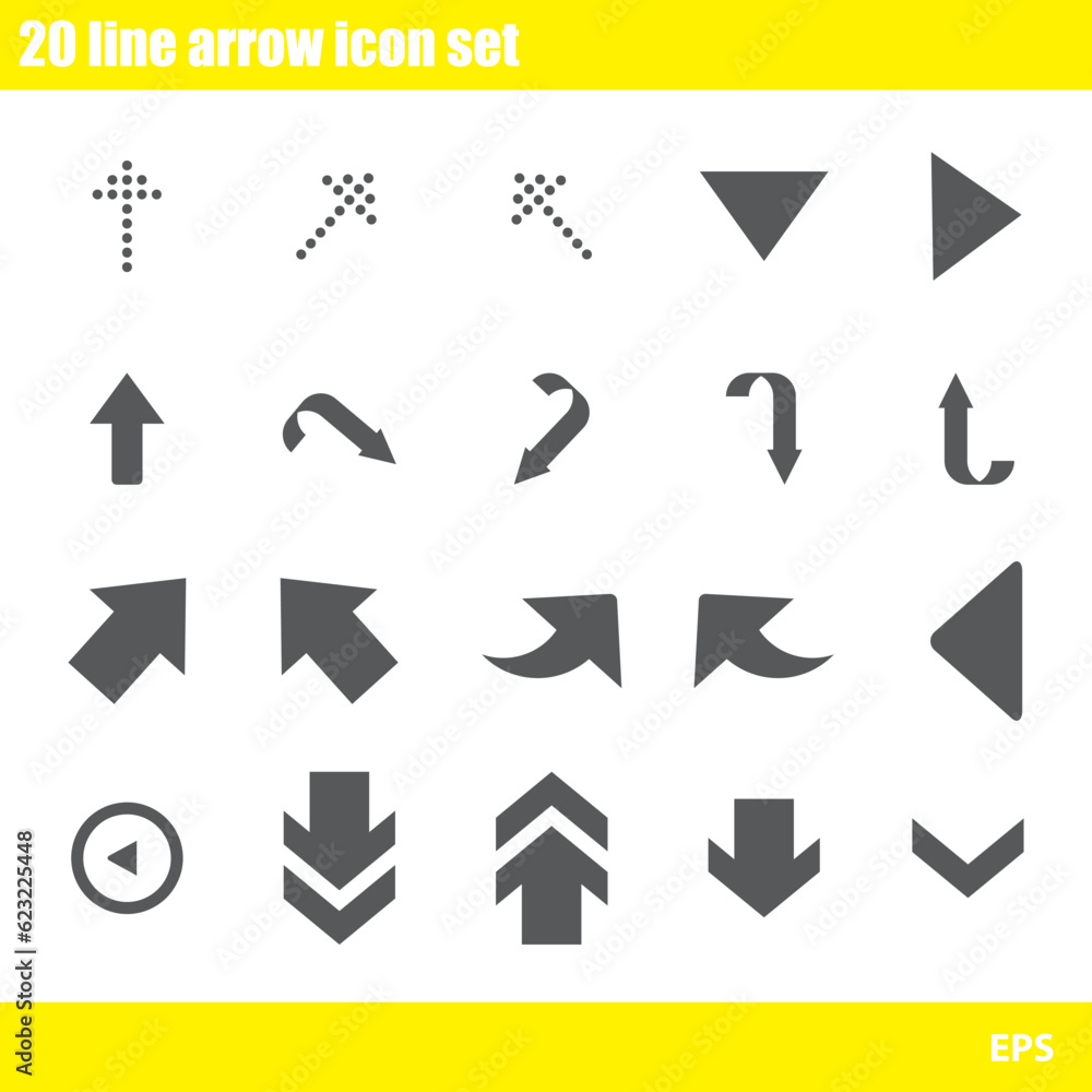 vector 20 line arrow icon set vector 20 line arrow icon set
