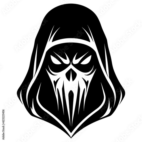 Grim reaper head hooded skull black silhouette vector