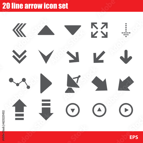 vector 20 line arrow icon set