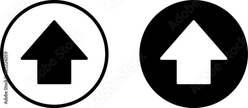 One Way Only or This Way Only Forward Black and White Sign Round Floor Marking Adhesive Sticker Icon Set with Direction Arrow in Round Circle. Vector Image.