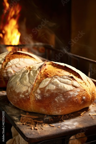 bread on the table on a dark background poster space for text 