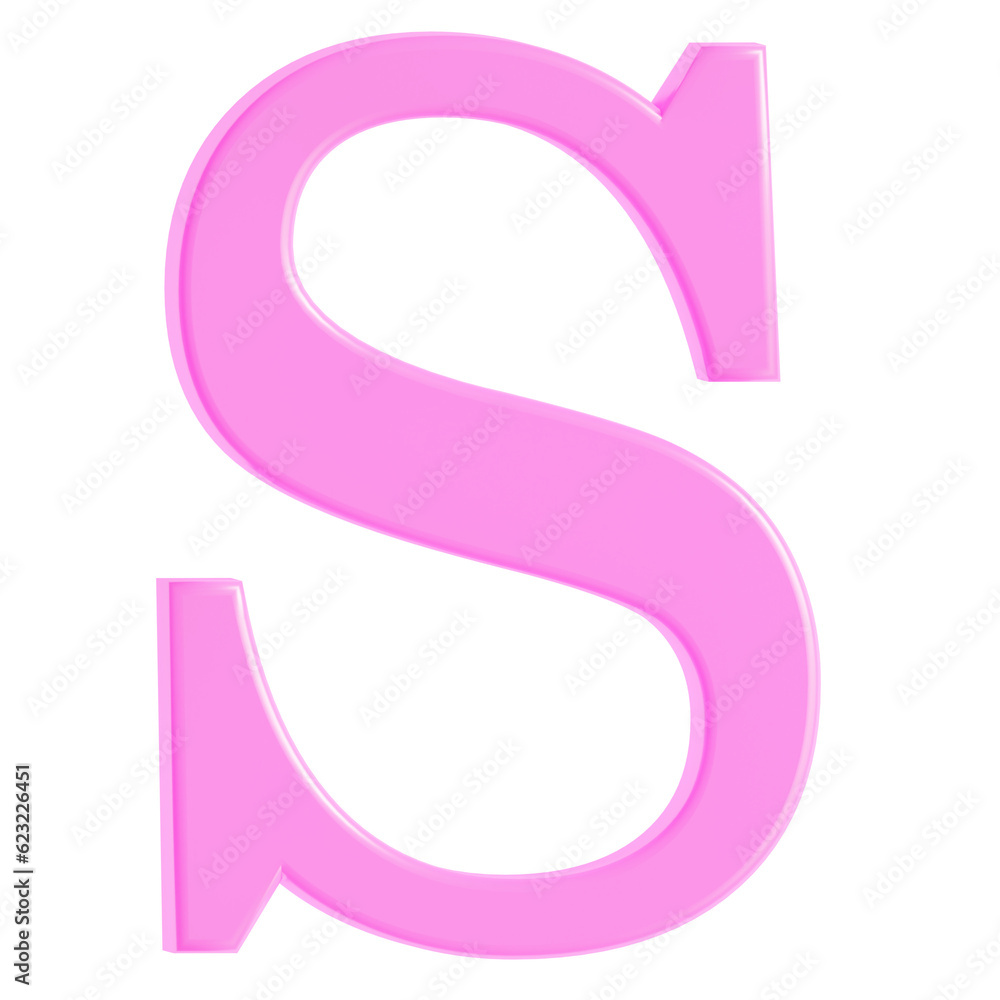 S, Letter S, pink color. 3D illustration. S, Letter S, pink color. 3D illustration.