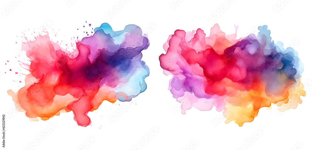colorful watercolor splashes on a transparent background