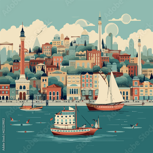 Istanbul Ottoman style flat design vector