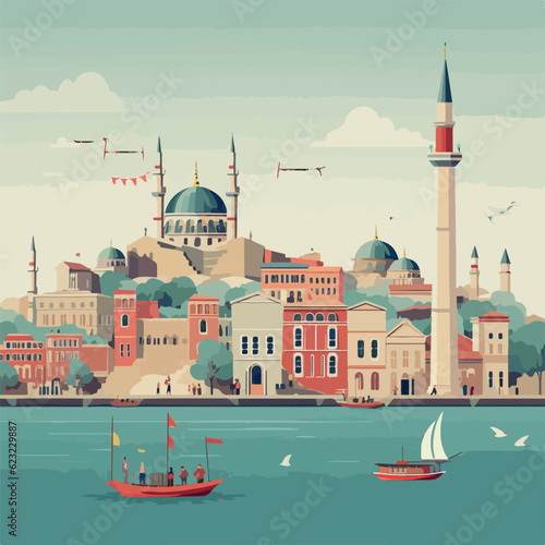 Istanbul Ottoman style flat design vector