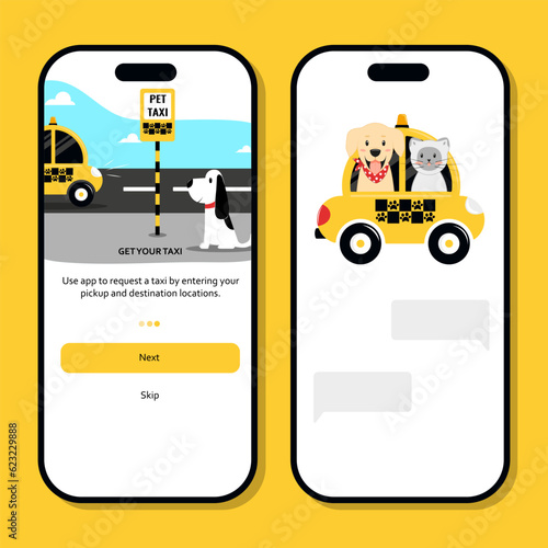 Phone App Pet taxi vector illustration  Transfer service for animals