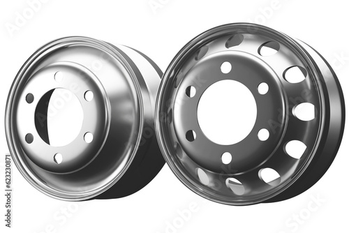 pair of wheels for truck, 3d render, image without background, png photo