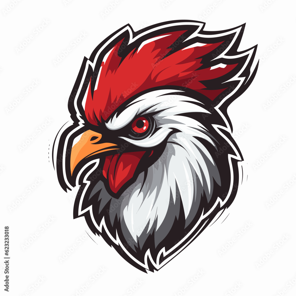 Esport vector logo rooster, rooster icon, rooster head, vector, sticker